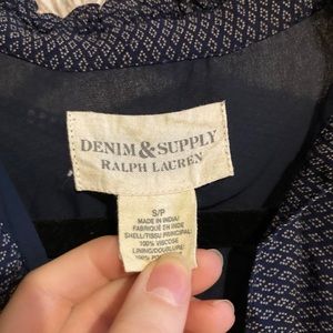 Blue Patterned Ruffled Ralph Lauren Dress Size S